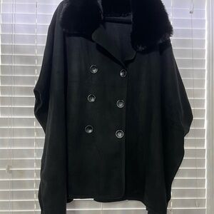 Elegant Black Double-Breasted Women's Coat